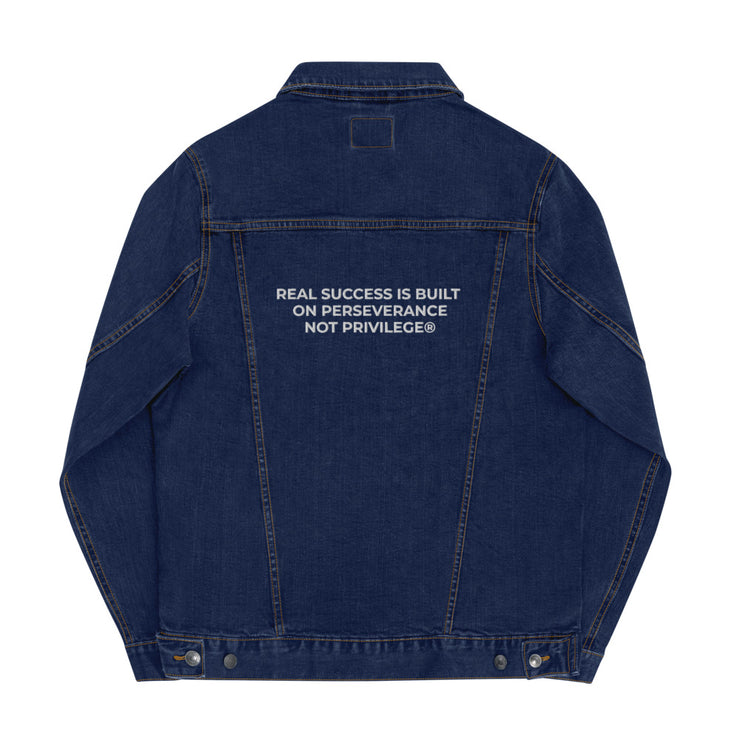 Built on Perseverance Back Embroidered Denim Jacket